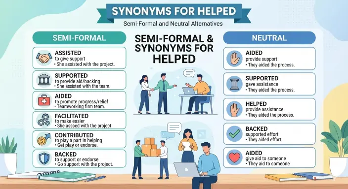 Semi-Formal and Neutral Synonyms for Helped