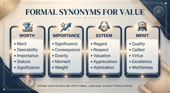 Formal Synonyms for Value