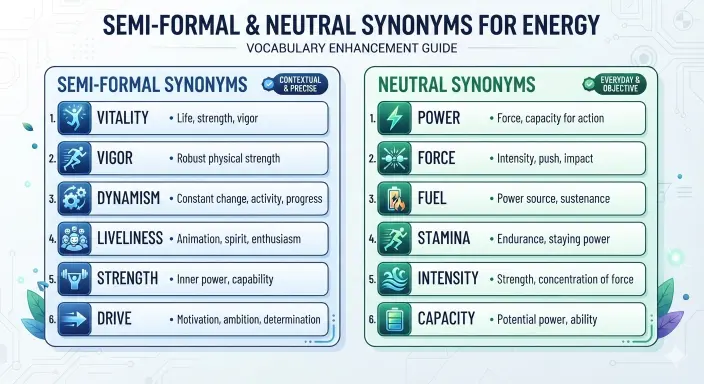 Semi-Formal and Neutral Synonyms for Energy
