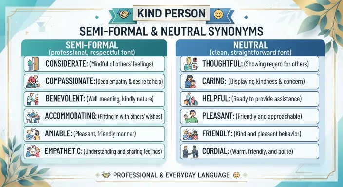 Semi-Formal and Neutral Synonyms for Kind Person
